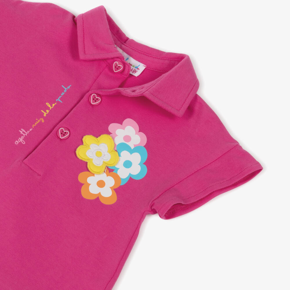 Agatha Ruiz de la Prada-Girls Fuchsia Pink Cotton Polo Dress | Childrensalon Outlet