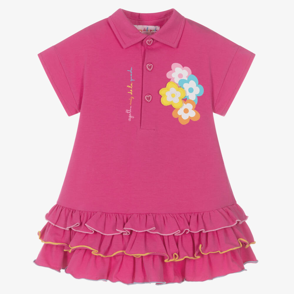 Agatha Ruiz de la Prada-Girls Fuchsia Pink Cotton Polo Dress | Childrensalon Outlet