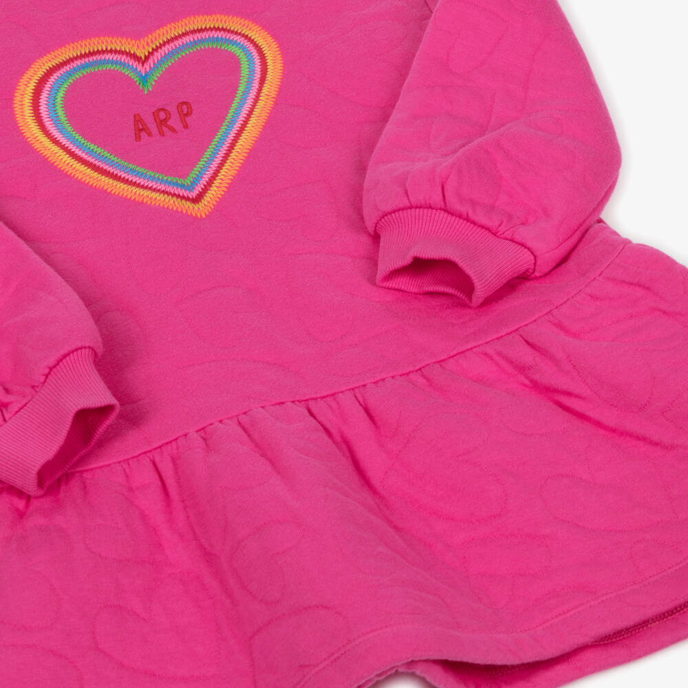 Agatha Ruiz de la Prada-فستان مطرز بقلب لون زهري فوشيا | Childrensalon Outlet