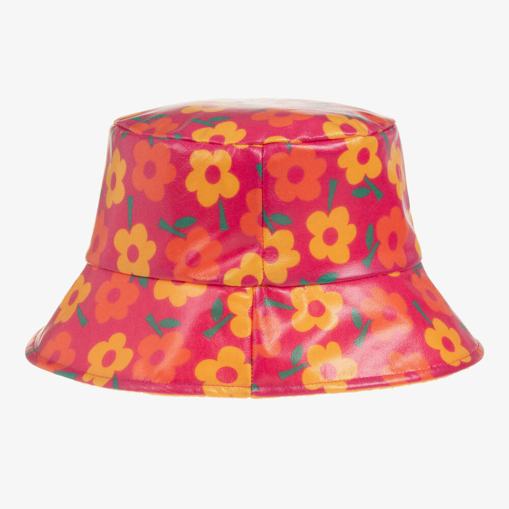 Agatha Ruiz de la Prada-قبعة بطبعة ورود جلد صناعي لون زهري فيوشيا | Childrensalon Outlet