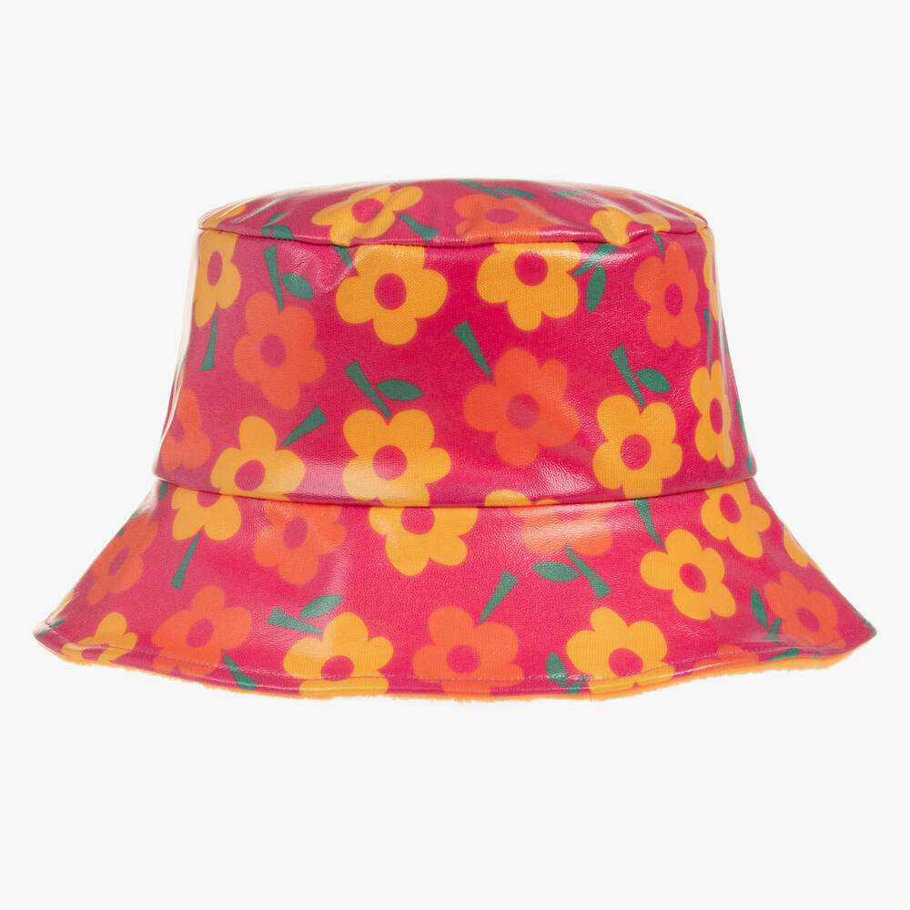 Agatha Ruiz de la Prada - قبعة بطبعة ورود جلد صناعي لون زهري فيوشيا | Childrensalon