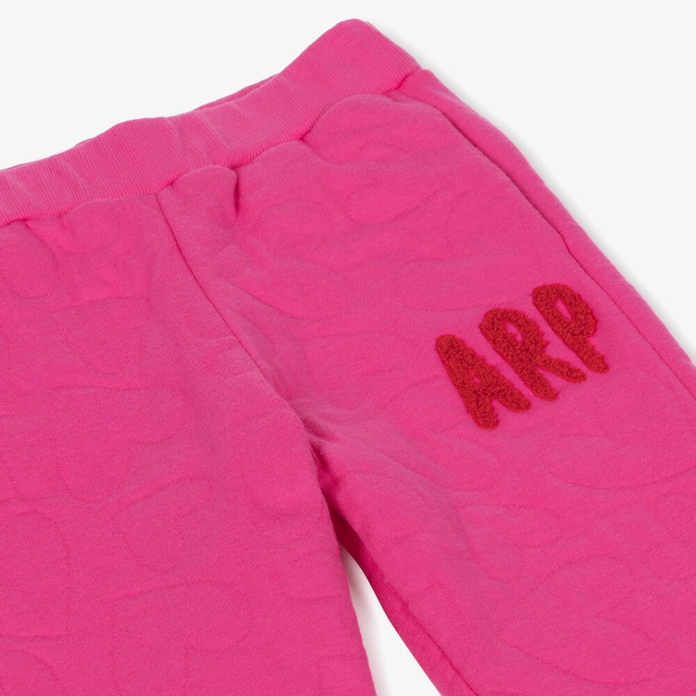 Agatha Ruiz de la Prada-Girls Fuchsia Pink Jersey Joggers with Embroidered Hearts | Childrensalon Outlet