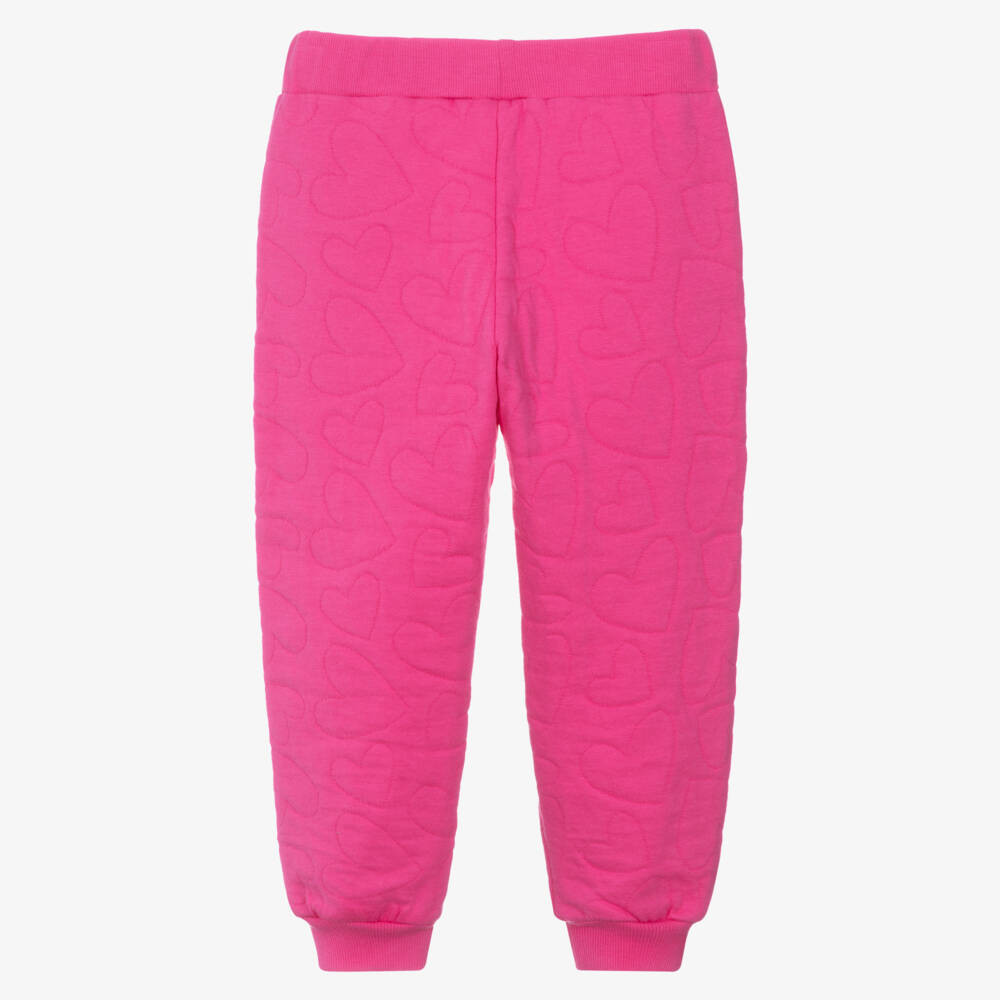 Agatha Ruiz de la Prada-Girls Fuchsia Pink Jersey Joggers with Embroidered Hearts | Childrensalon Outlet