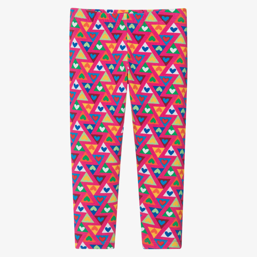 Agatha Ruiz de la Prada-Girls Fuchsia Pink Leggings with Triangle Heart Print | Childrensalon Outlet