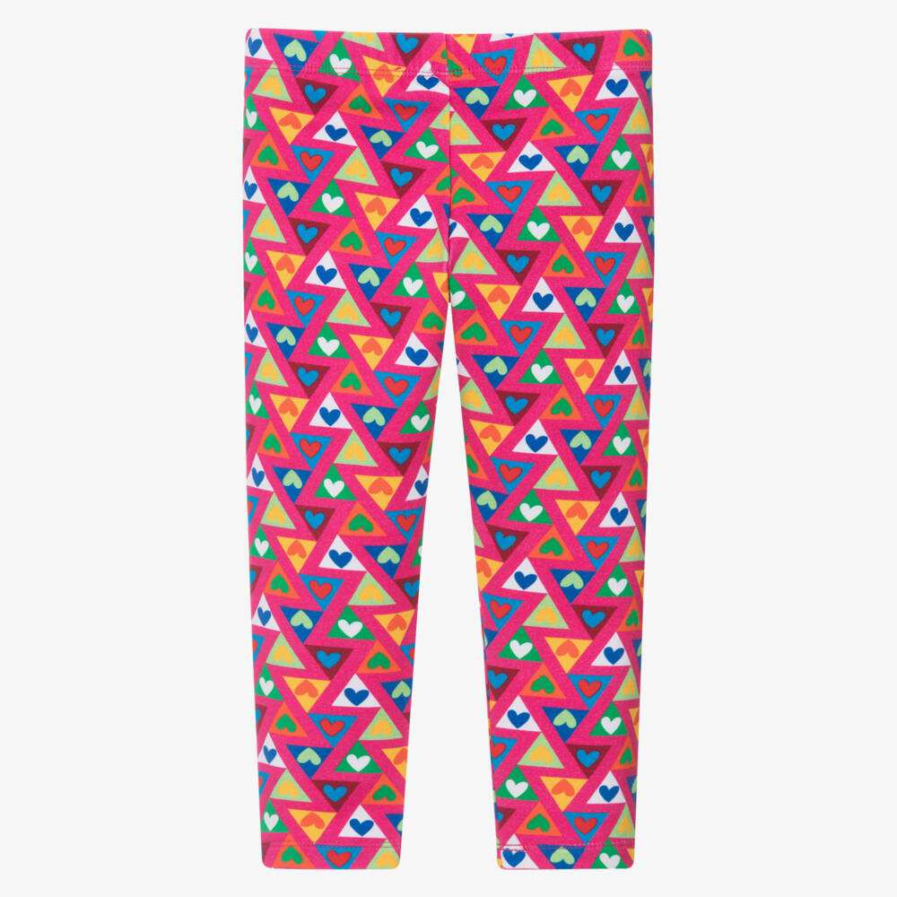 Agatha Ruiz de la Prada-Girls Fuchsia Pink Leggings with Triangle Heart Print | Childrensalon Outlet