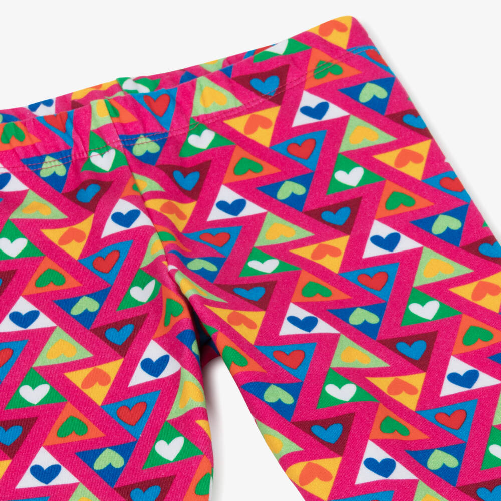 Agatha Ruiz de la Prada-Girls Fuchsia Pink Leggings with Triangle Heart Print | Childrensalon Outlet