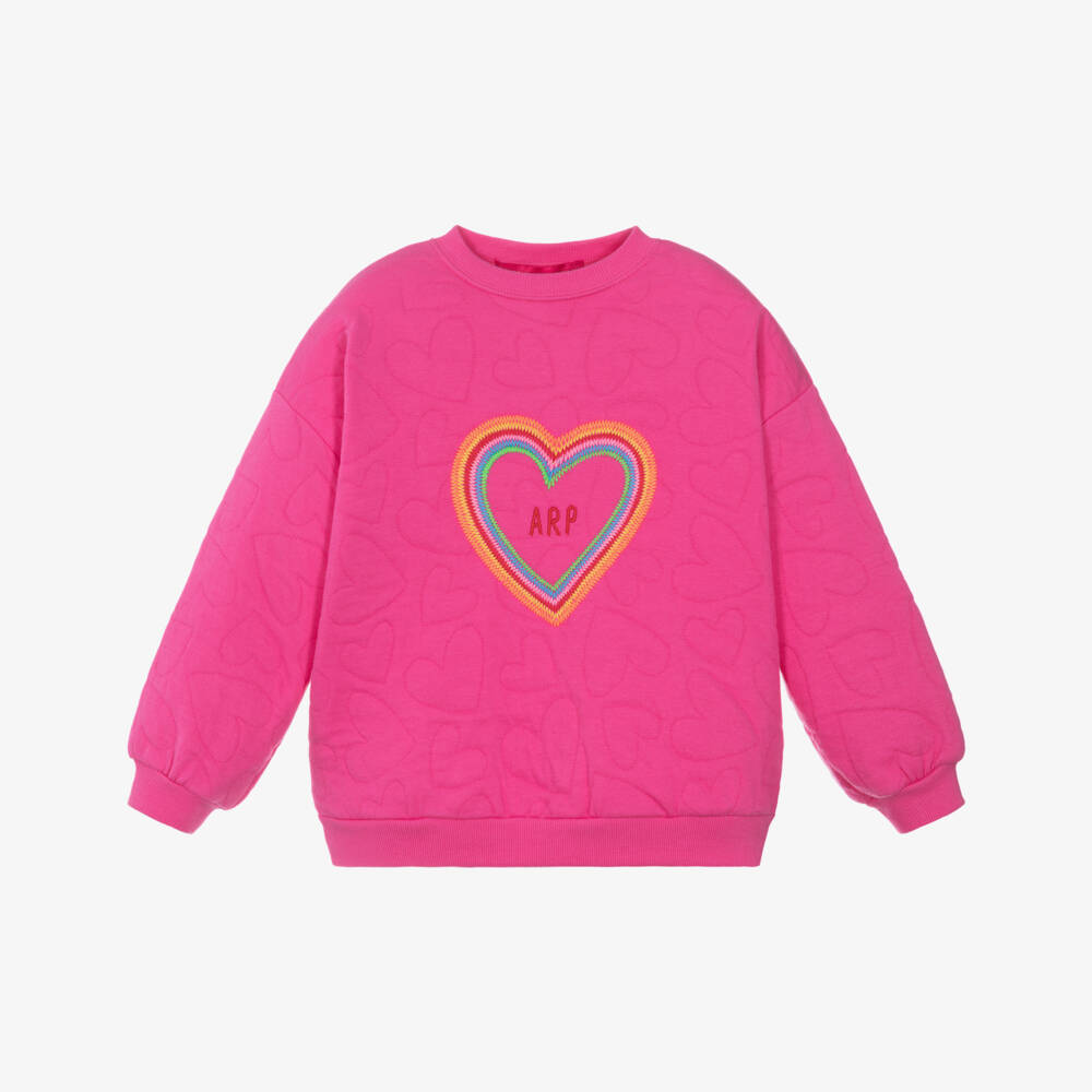 Agatha Ruiz de la Prada-Girls Fuchsia Pink Sweatshirt with Embroidered Heart | Childrensalon Outlet
