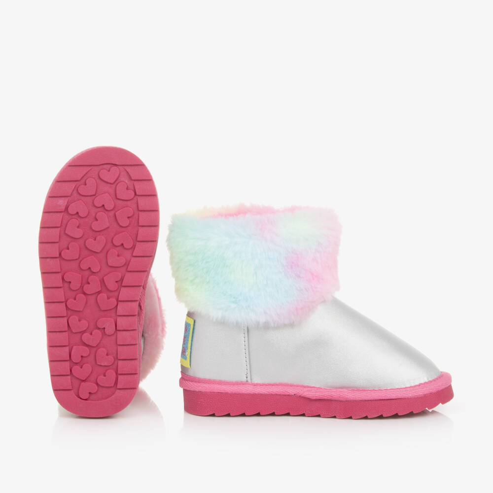 Agatha Ruiz de la Prada-Girls Gleaming Silver & Pink Booties | Childrensalon Outlet