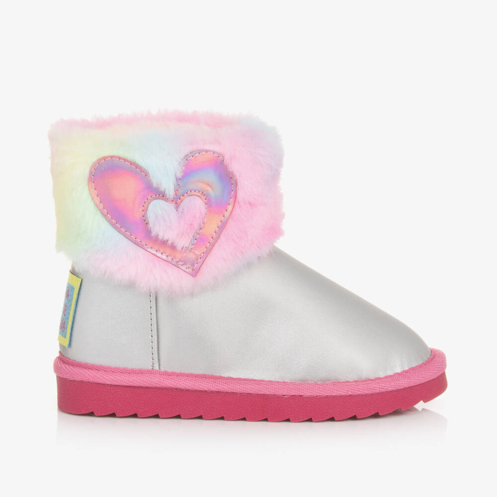 Agatha Ruiz de la Prada-Girls Gleaming Silver & Pink Booties | Childrensalon Outlet