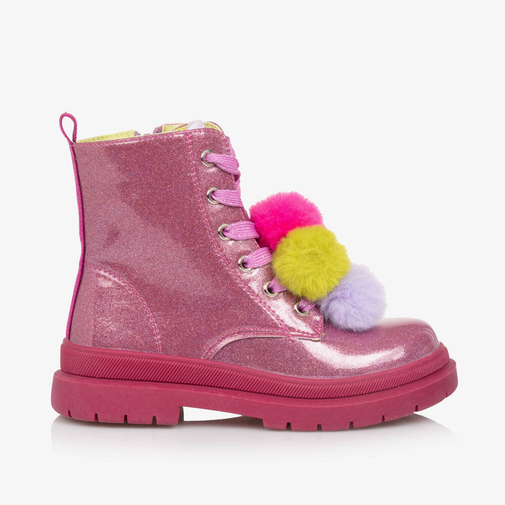 Agatha Ruiz de la Prada-Girls Glitter Pom-Pom Ankle Boots | Childrensalon Outlet