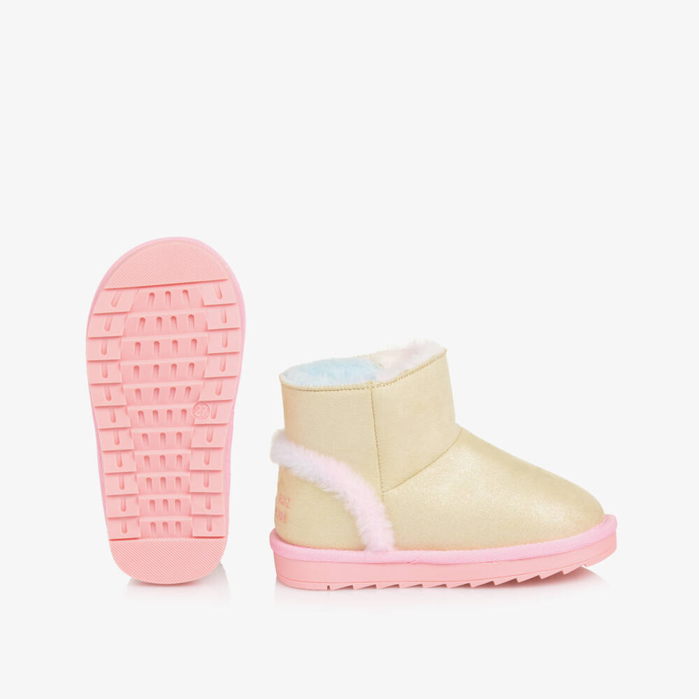 Agatha Ruiz de la Prada-Girls Glittery Gold Faux Suede Ankle Boots | Childrensalon Outlet