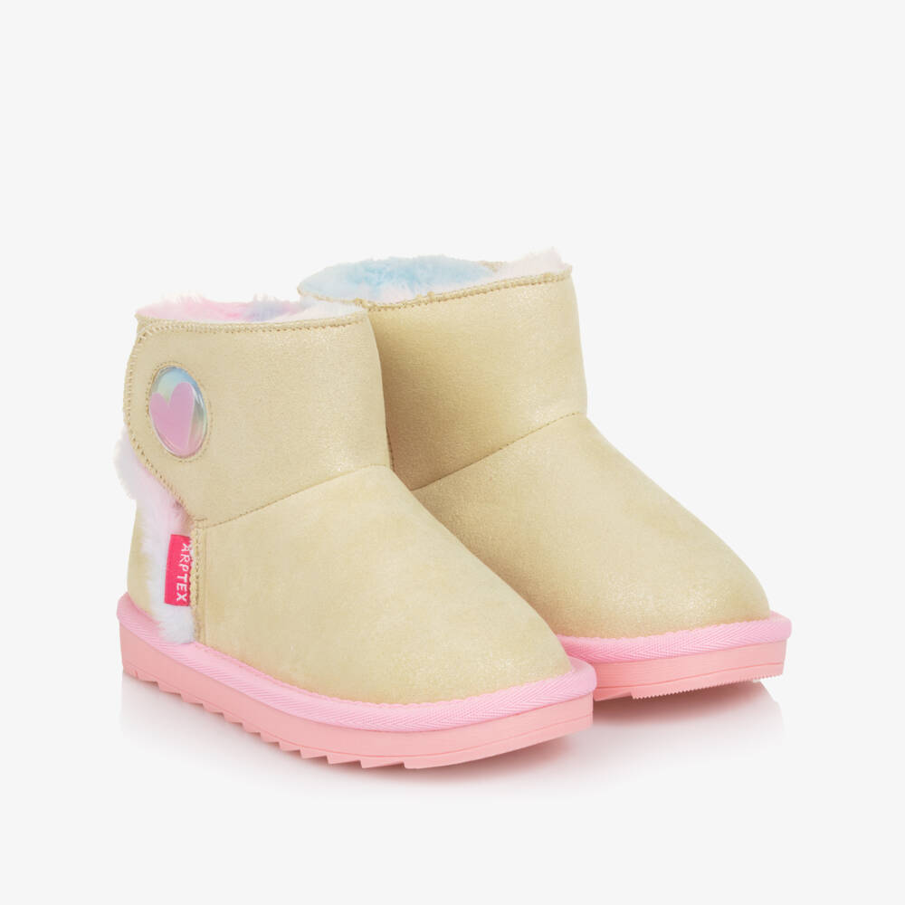 Agatha Ruiz de la Prada-Girls Glittery Gold Faux Suede Ankle Boots  | Childrensalon Outlet