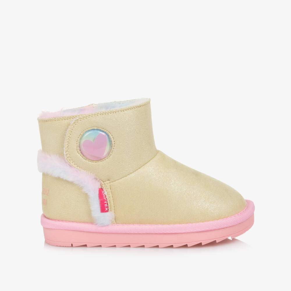 Agatha Ruiz de la Prada-Girls Glittery Gold Faux Suede Ankle Boots | Childrensalon Outlet