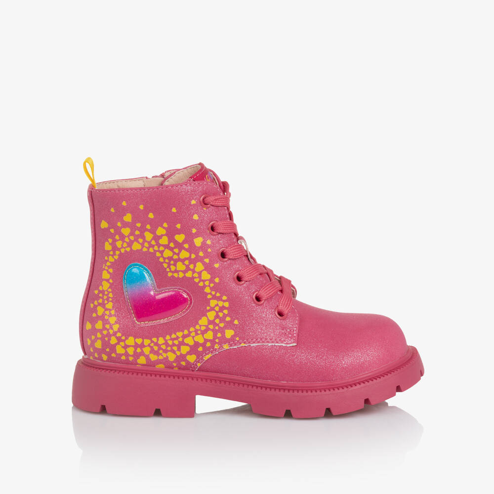 Agatha Ruiz de la Prada-Girls Glittery Pink Heart Ankle Boots | Childrensalon Outlet
