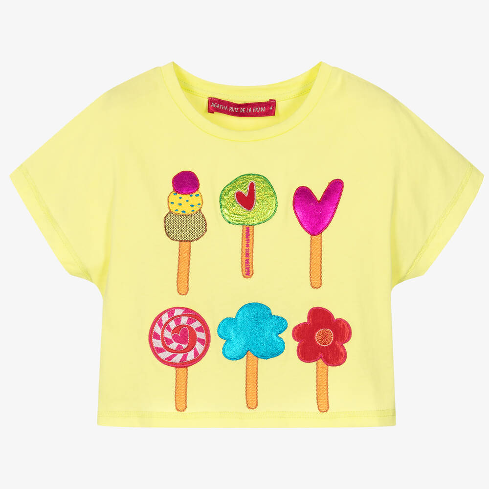 Agatha Ruiz de la Prada - Girls Green Cotton Ice Cream T-Shirt | Childrensalon