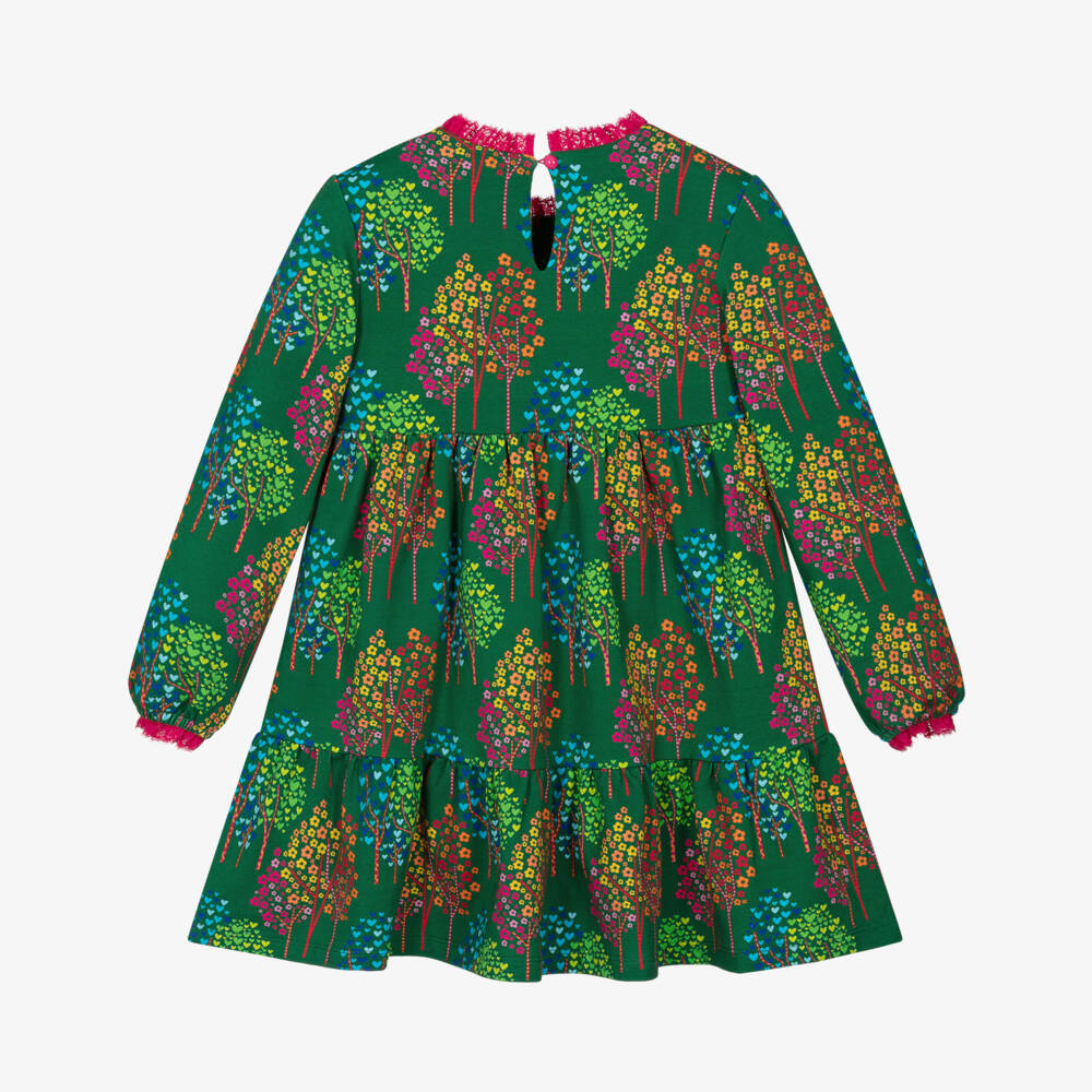 Agatha Ruiz de la Prada-Girls Green Cotton Jersey Floral Dress | Childrensalon Outlet