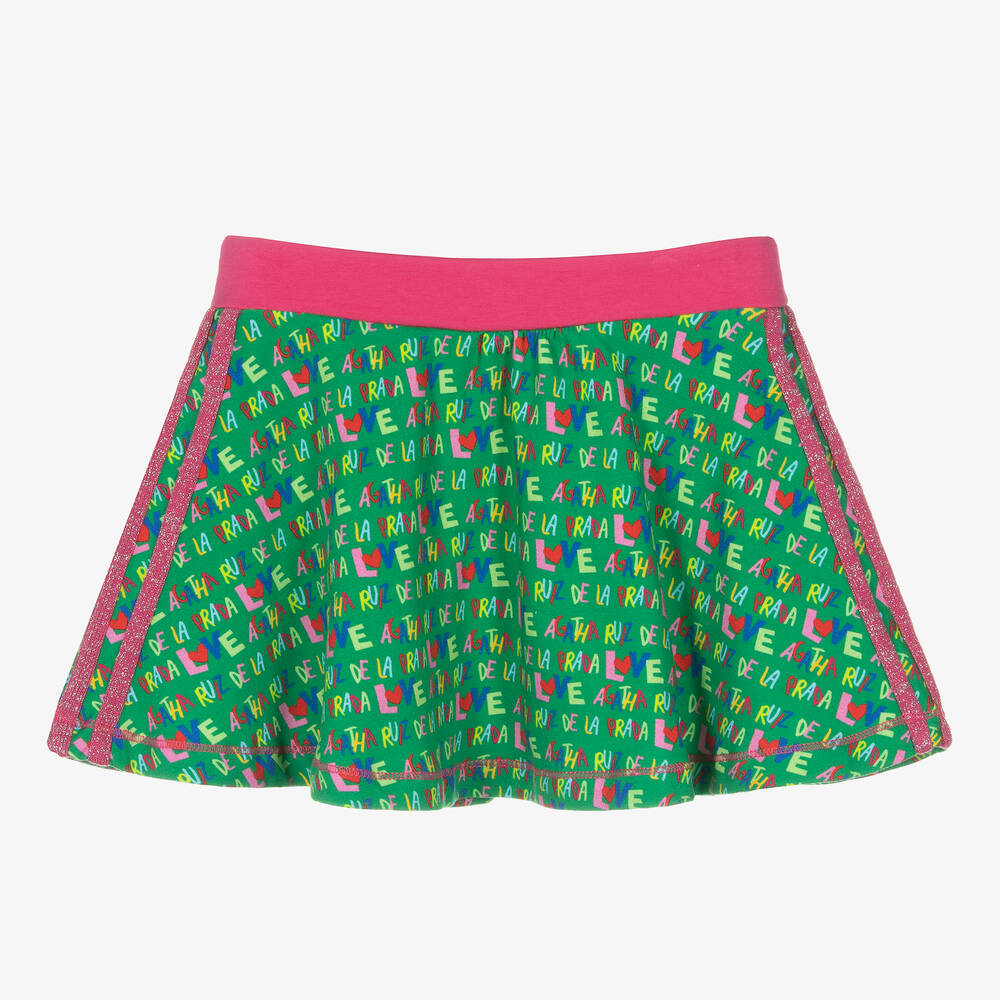 Agatha Ruiz de la Prada - Girls Green Cotton Skater Skirt | Childrensalon