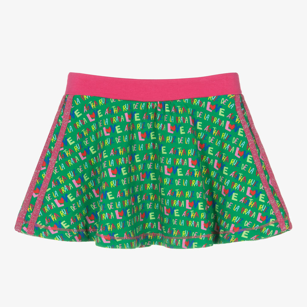 Agatha Ruiz de la Prada-Girls Green Cotton Skater Skirt | Childrensalon Outlet