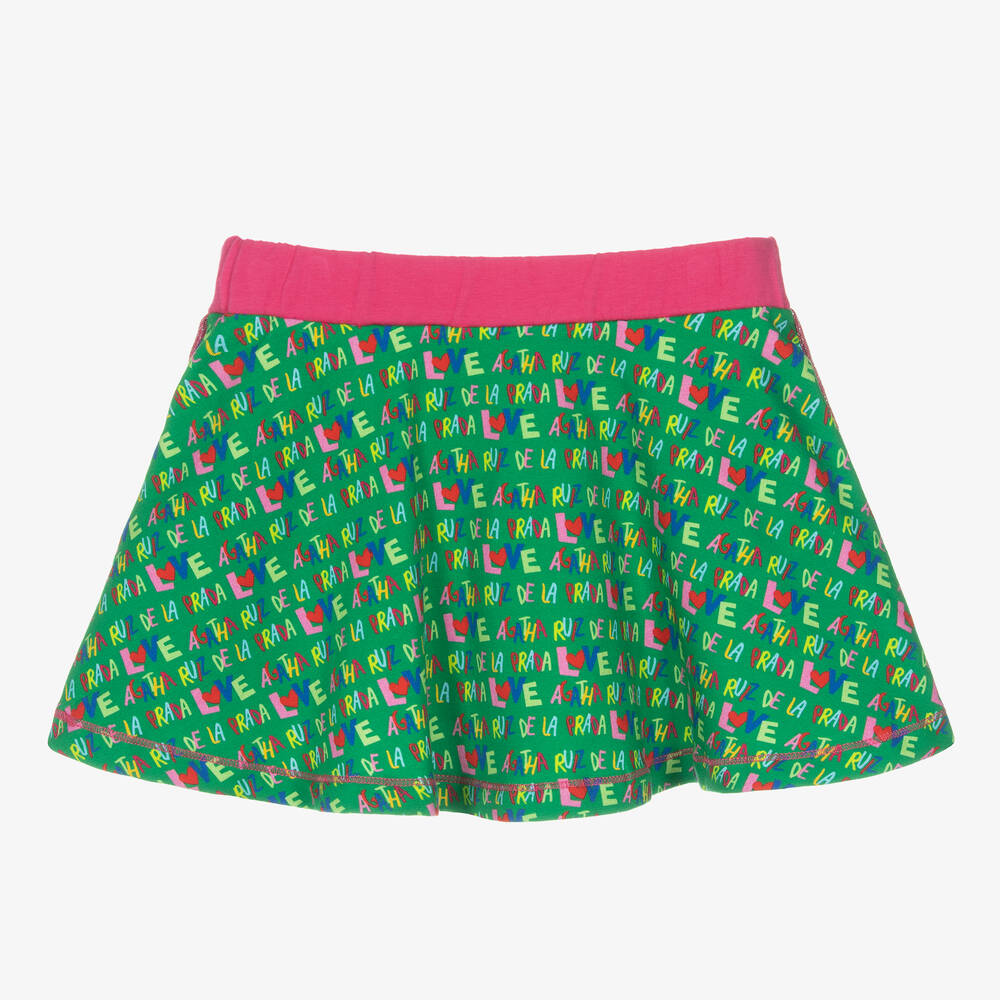 Agatha Ruiz de la Prada-Girls Green Cotton Skater Skirt | Childrensalon Outlet