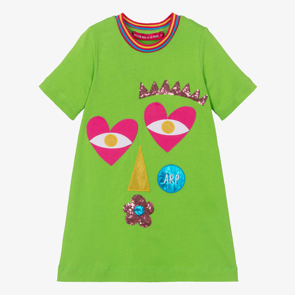 Girls green tshirt dress new arrivals