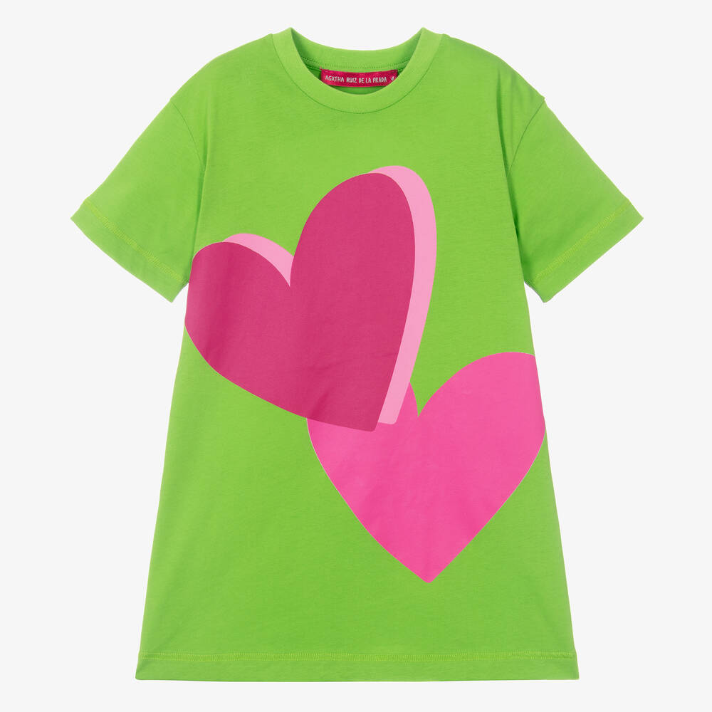 Girls Green Cotton T Shirt Dress