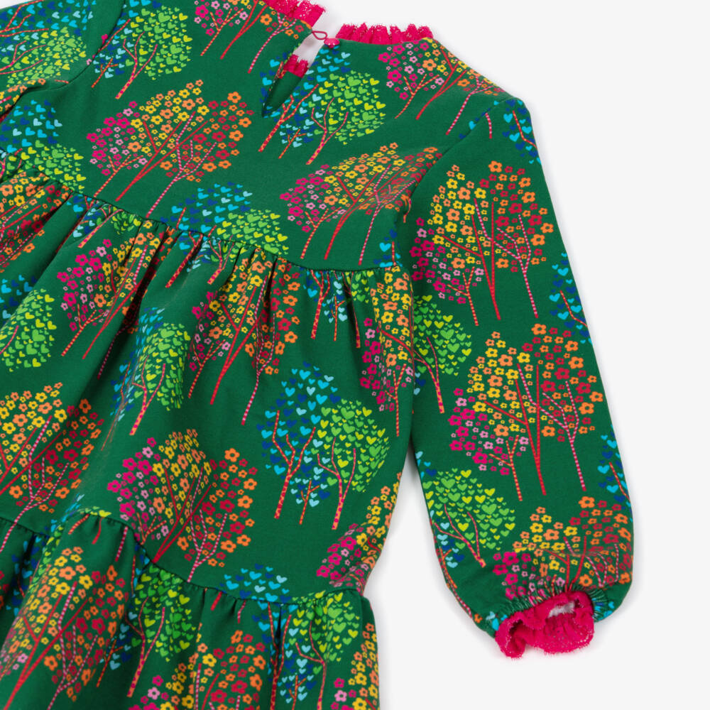 Agatha Ruiz de la Prada-Платье из хлопка с цветочным узором для девочек зелёное | Childrensalon Outlet