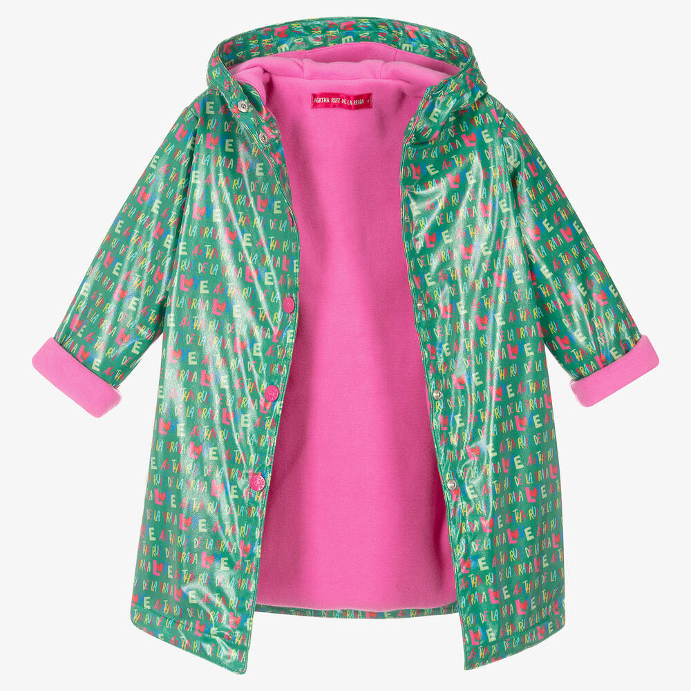 Girls green raincoat on sale