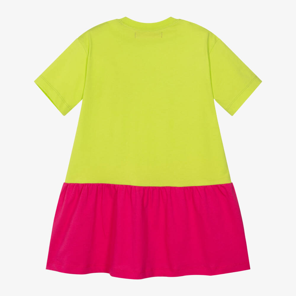 Agatha Ruiz de la Prada-Girls Green & Pink Cotton Flower Appliqué Dress | Childrensalon Outlet