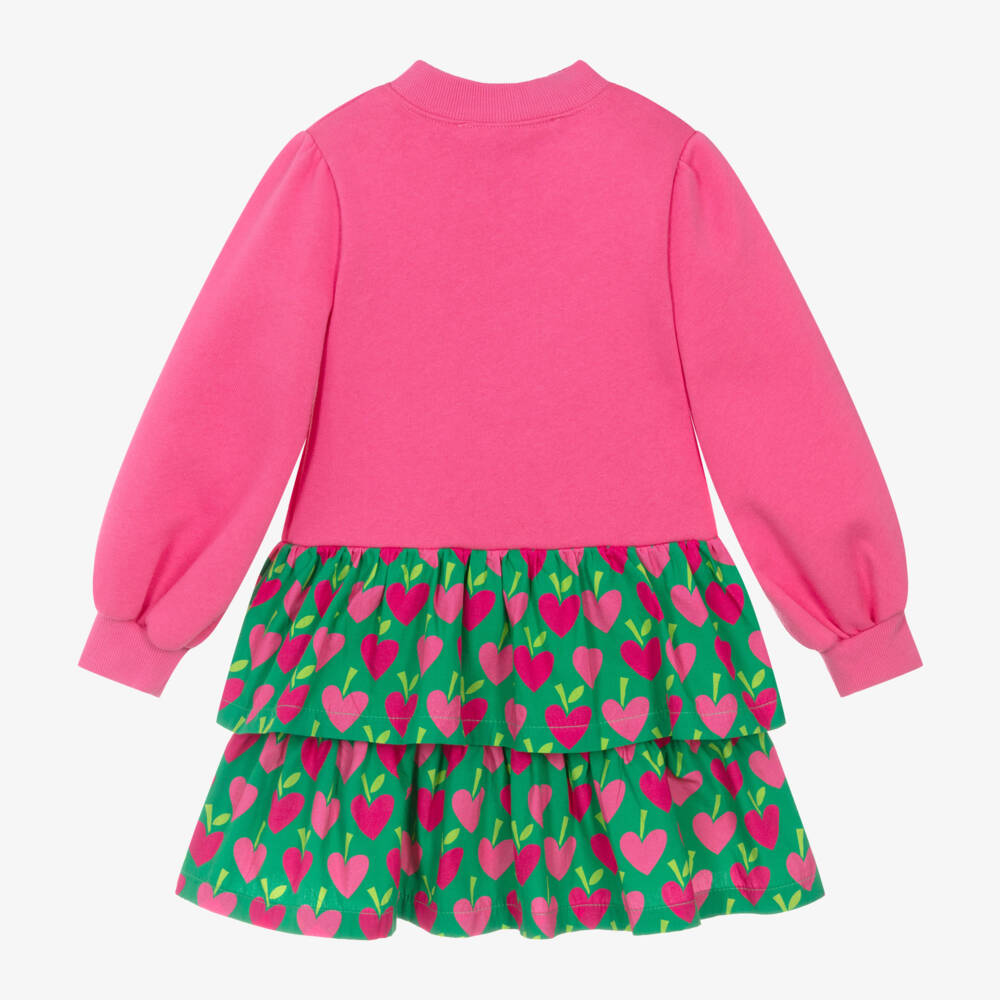 Agatha Ruiz de la Prada-فستان بطبعة فراولة قطن لون أخضر وزهري | Childrensalon Outlet