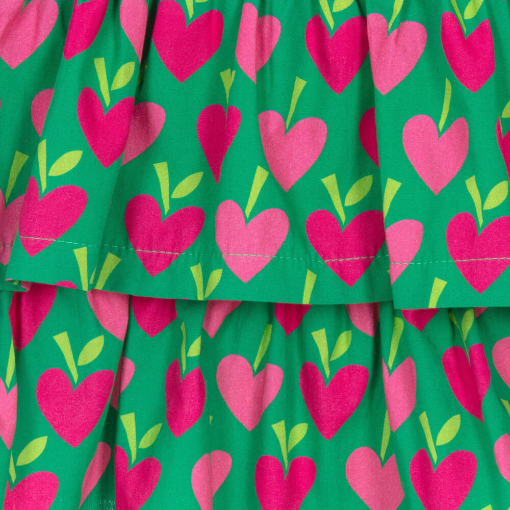 Agatha Ruiz de la Prada-فستان بطبعة فراولة قطن لون أخضر وزهري | Childrensalon Outlet