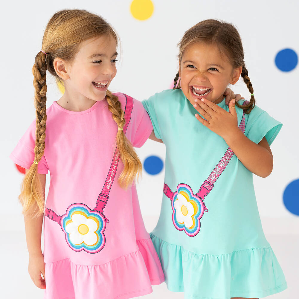 Agatha Ruiz de la Prada-Girls Green Trompe L'oeil Cotton Dress | Childrensalon Outlet