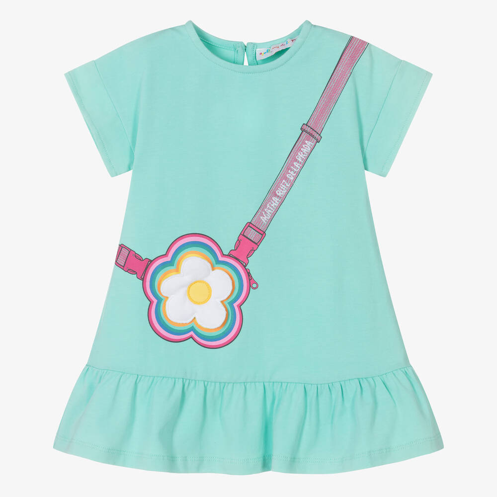 Agatha Ruiz de la Prada-فستان قطن جيرسي لون أخضر تركواز | Childrensalon Outlet