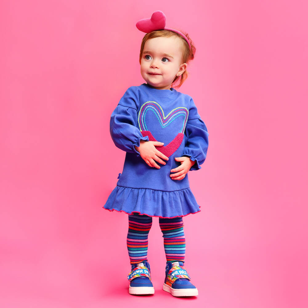 Agatha Ruiz de la Prada-Girls Heart Blue Jersey Dress Set | Childrensalon Outlet