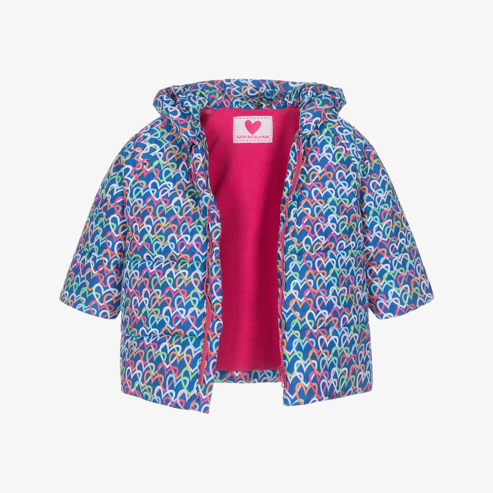 Agatha Ruiz de la Prada-Girls Heart Pattern Puffer Jacket | Childrensalon Outlet