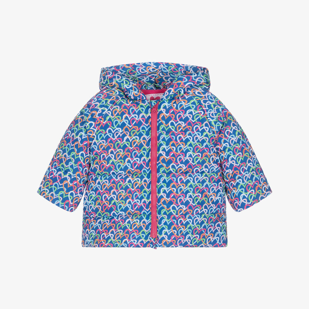 Agatha Ruiz de la Prada-معطف بافر بطبعة قلب لون أزرق للبنات | Childrensalon Outlet