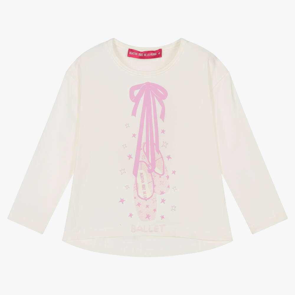 Girls Ivory Cotton Ballet Top