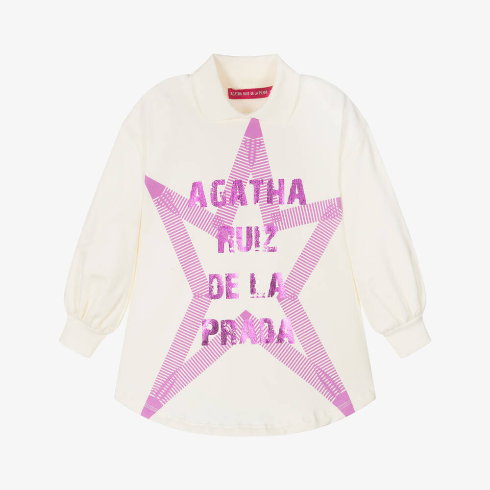 Agatha Ruiz de la Prada-Girls Ivory Cotton Star Sweatshirt | Childrensalon Outlet