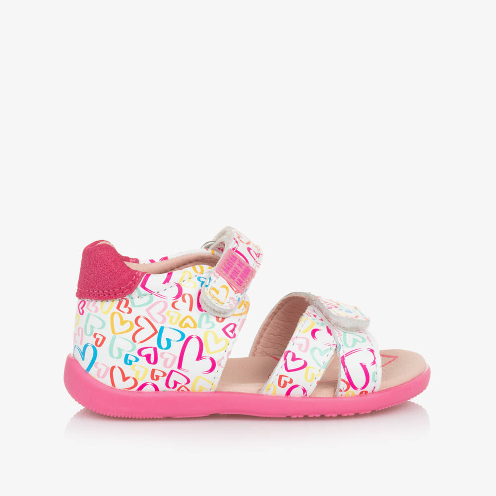 Agatha Ruiz de la Prada-Girls Ivory Heart-Adorned Leather Sandals | Childrensalon Outlet