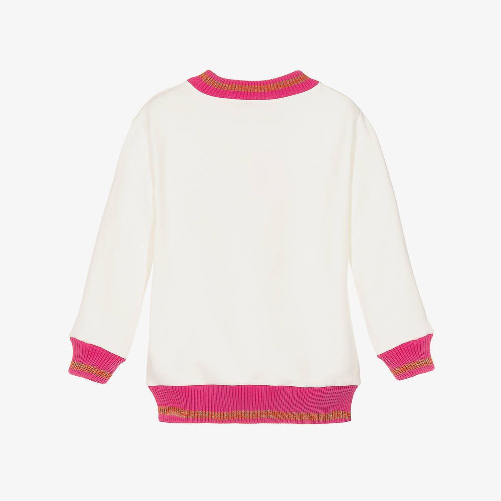 Agatha Ruiz de la Prada-Girls Ivory & Pink Logo Sweatshirt | Childrensalon Outlet