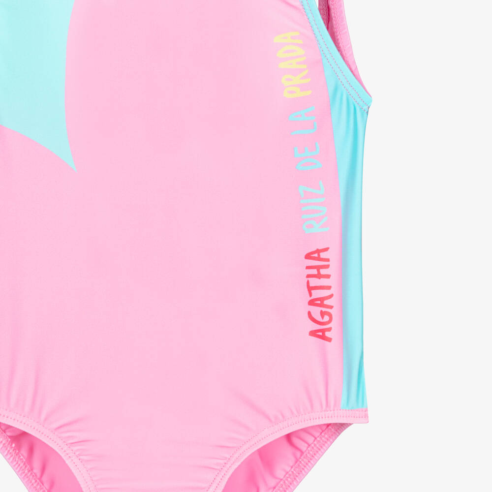 Agatha Ruiz de la Prada-Girls Large Pink Heart Print Swimsuit | Childrensalon Outlet