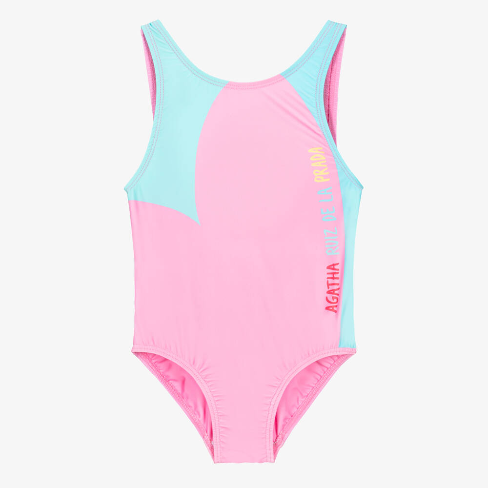 Agatha Ruiz de la Prada-Girls Large Pink Heart Print Swimsuit | Childrensalon Outlet