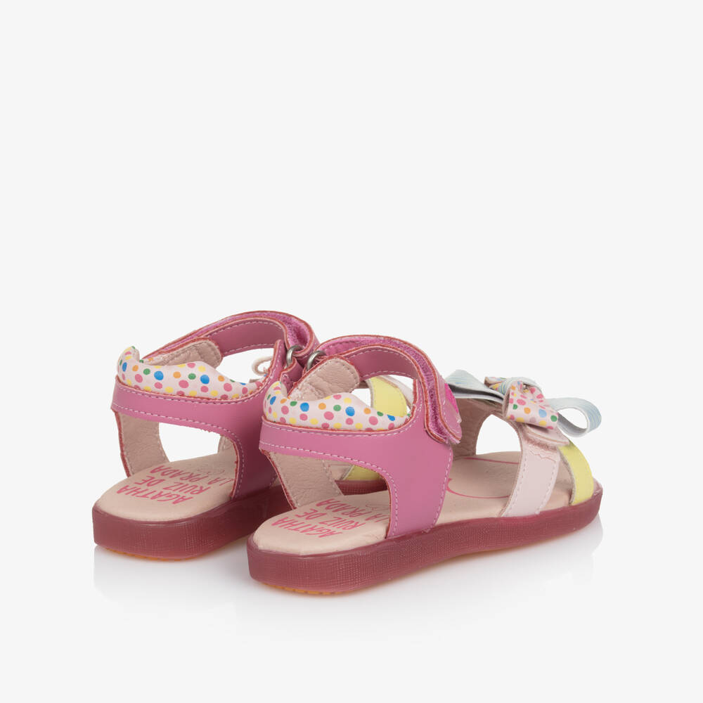 Agatha Ruiz de la Prada-Girls Leather Blush Bow Sandals | Childrensalon Outlet