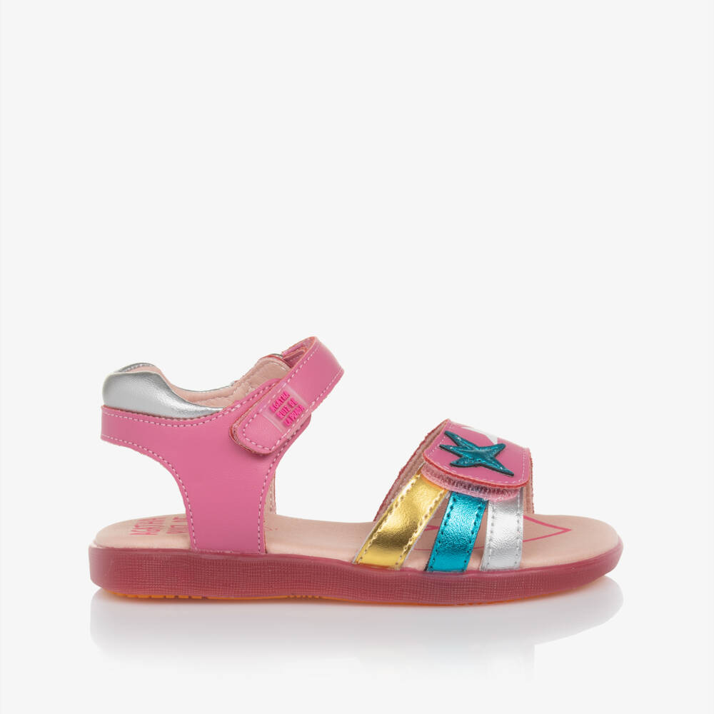 Agatha Ruiz de la Prada-صنادل بناتي وردية معدنية بنجوم | Childrensalon Outlet