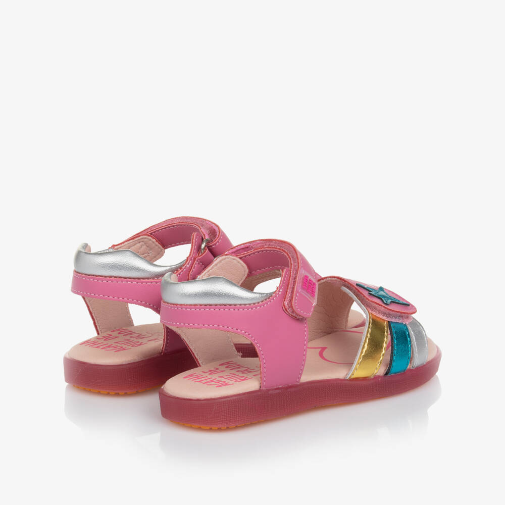 Agatha Ruiz de la Prada-صنادل بناتي وردية معدنية بنجوم | Childrensalon Outlet