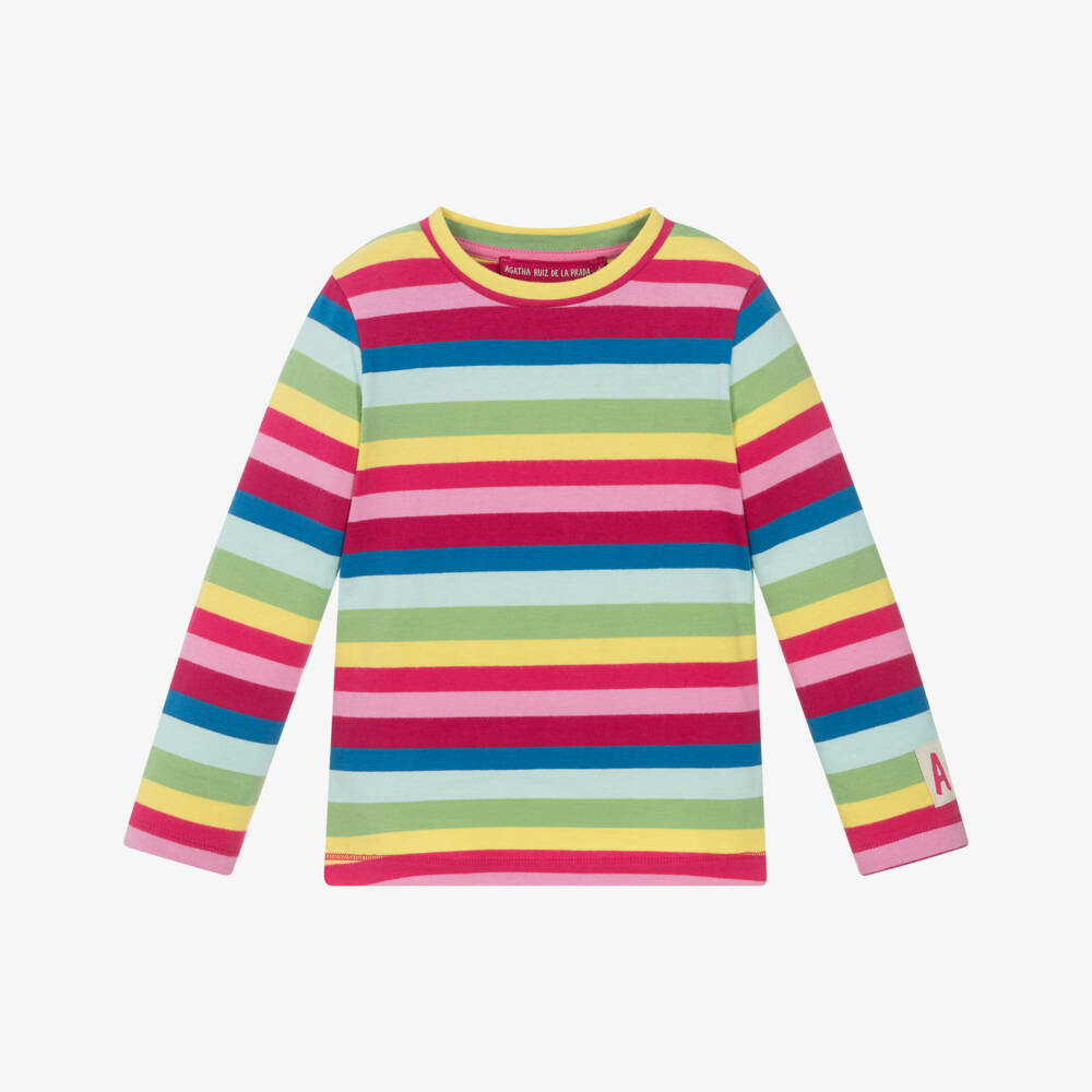 Agatha Ruiz de la Prada-Girls Multi-Coloured Stripe Cotton Top | Childrensalon Outlet