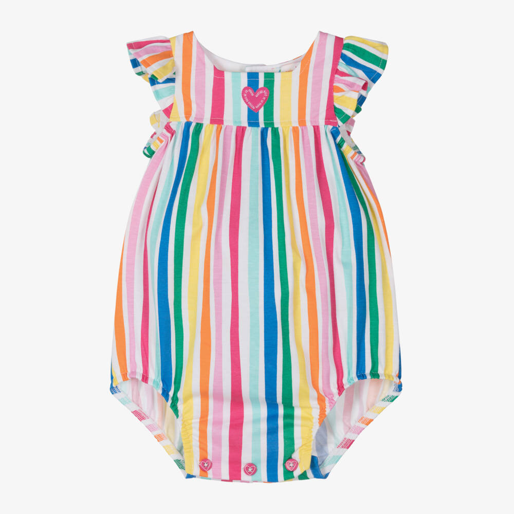 Agatha Ruiz de la Prada-Girls Multicolored Striped Cotton Romper | Childrensalon Outlet