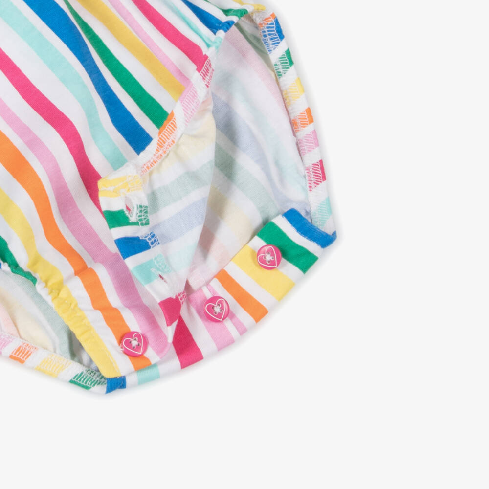 Agatha Ruiz de la Prada-Girls Multicolored Striped Cotton Romper | Childrensalon Outlet