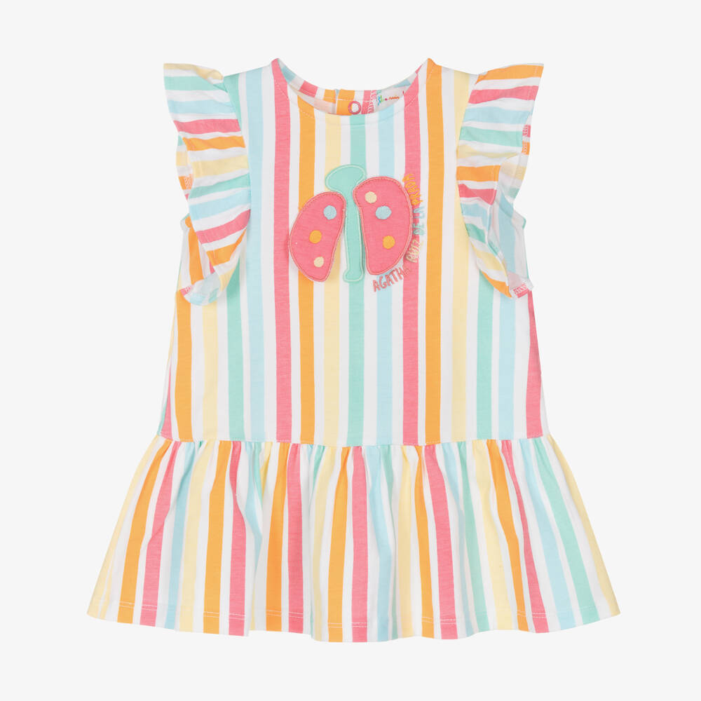 Agatha Ruiz de la Prada-فستان قطن جيرسي مقلم بطبعة ملونة | Childrensalon Outlet