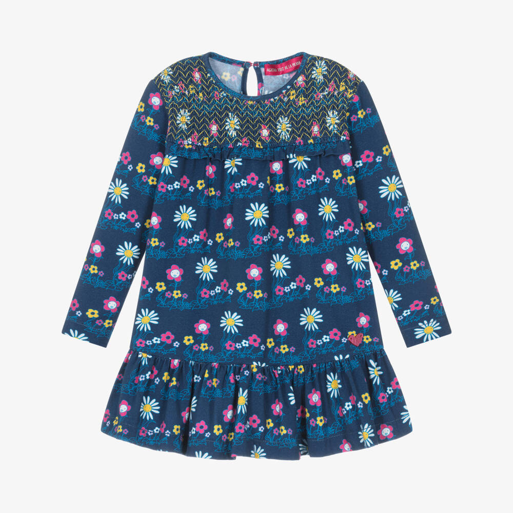 Agatha Ruiz de la Prada-فستان بطبعة دايزي قطن لون كحلي | Childrensalon Outlet