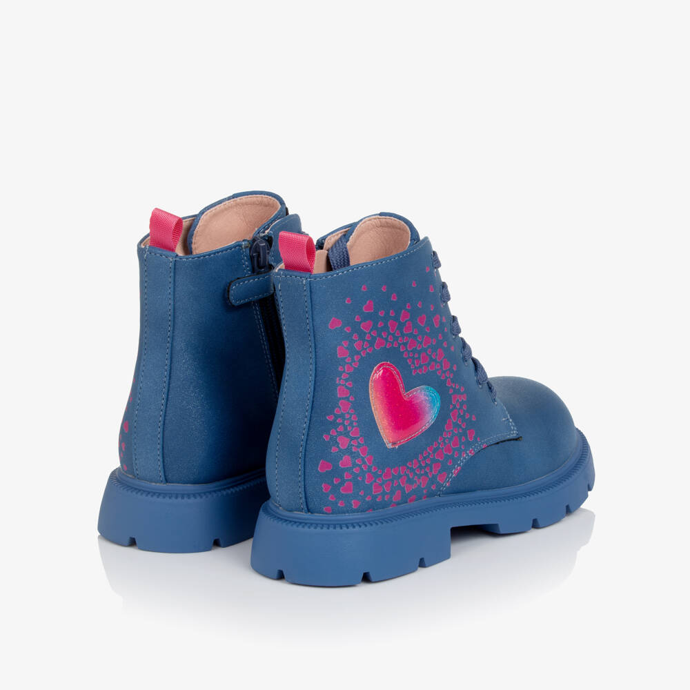 Agatha Ruiz de la Prada-Girls Navy Heart Motif Boots | Childrensalon Outlet